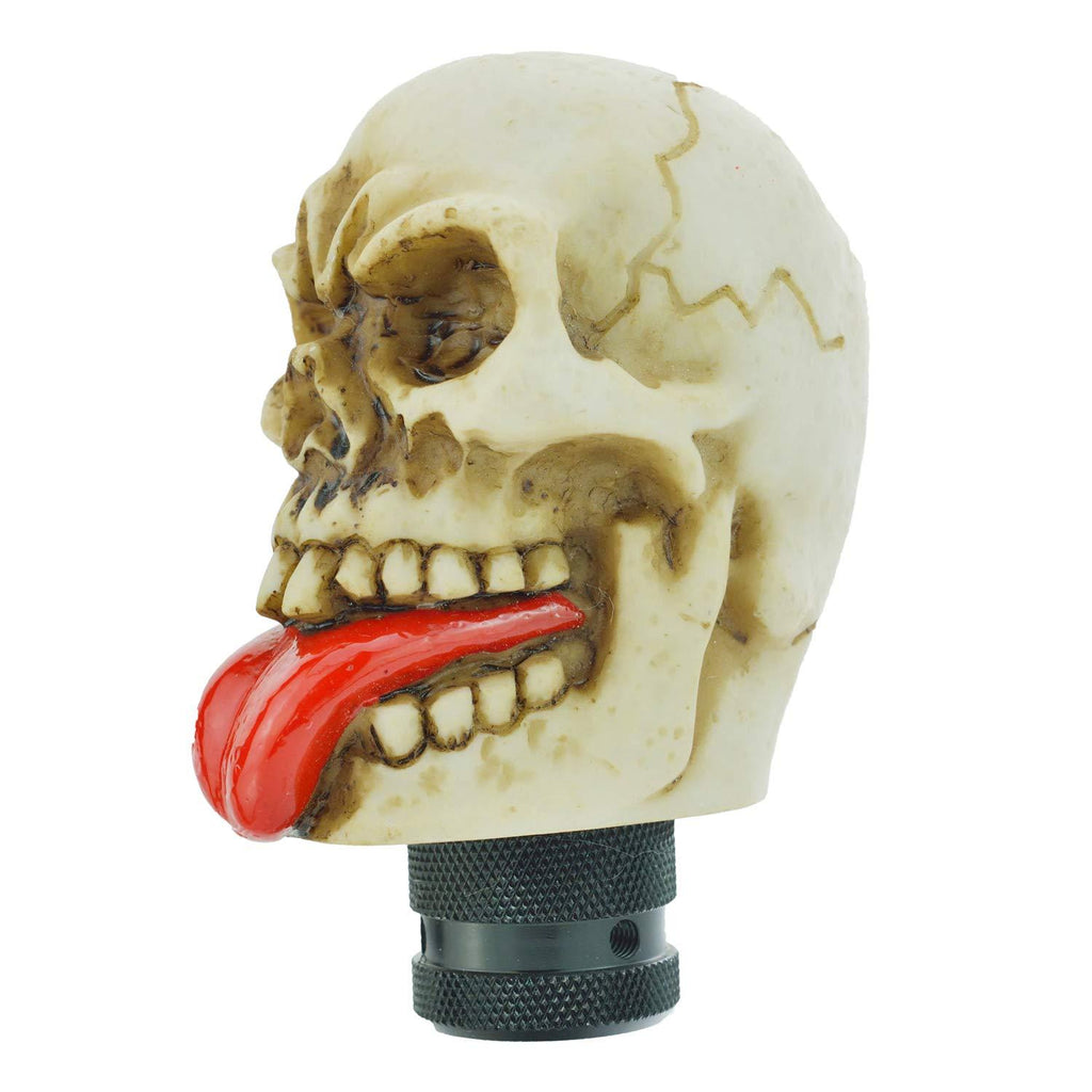  [AUSTRALIA] - Bashineng Skull Gear Shifter Knob, Devil Head Shape Stick Shift Knobs for Universal Manual Truck SUV Car (Beige+Red) beige+red