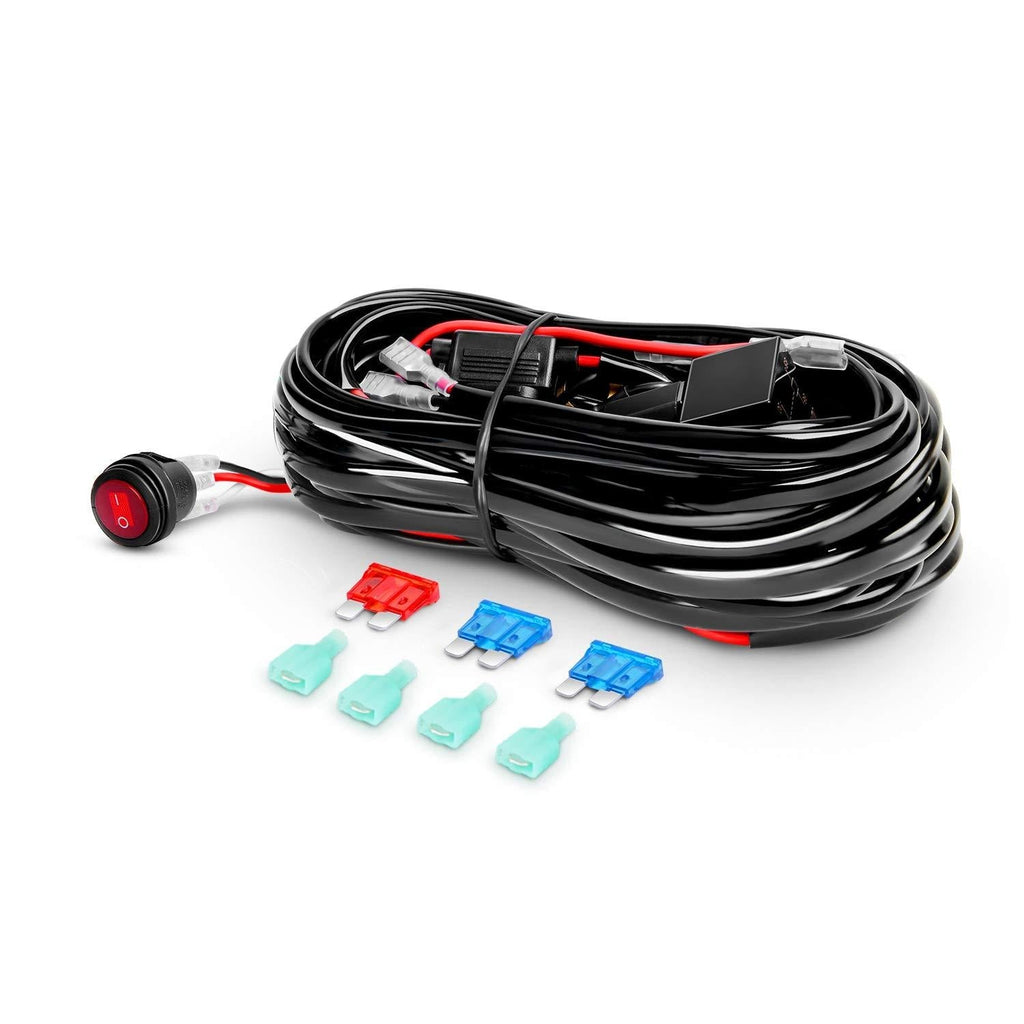 [AUSTRALIA] - Nilight - 10009W - NI-WA05 LED Light Bar Wiring Harness Kit 12V On off Switch Power Relay Blade Fuse for Off Road LED Work Light Bar,2 years Warranty 16AWG Wiring Harness-2 Leads