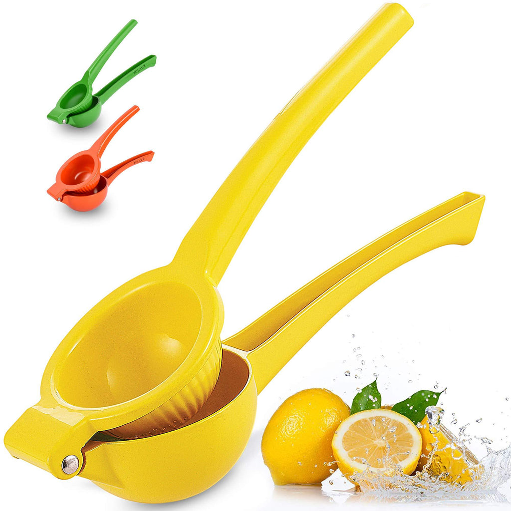  [AUSTRALIA] - Zulay Premium Quality Metal Lemon Squeezer, Citrus Juicer, Manual Press for Extracting the Most Juice Possible Lemon Yellow