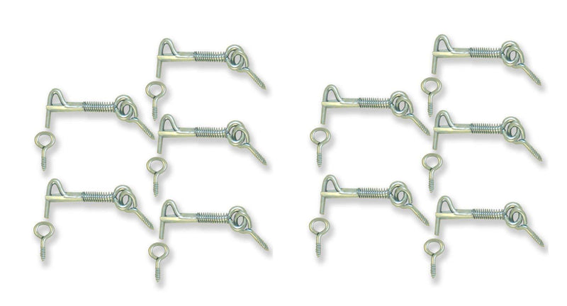 Safety Latch, Hook & Eye with Spring, Zinc, 2 Inch [1860-10FBA] Eye Distance can Vary from 2.1/4" to 2.1/2" 10 Pack ALDABA o GANCHO para Puerta - LeoForward Australia