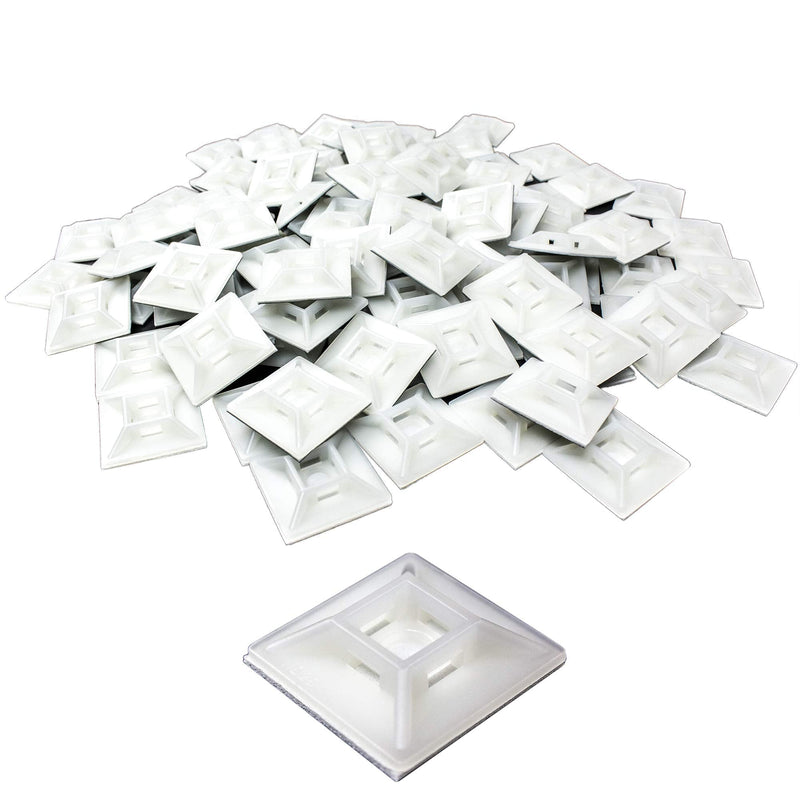  [AUSTRALIA] - Large, Premium Zip Tie Adhesive-Backed Mounts 100 Pack by Nova Supply. Pro-Grade, UV White Cable Tie Bases: 1.1 in x 1.1 in. Screw-Hole Anchor Point Gives High-Strength Durability for Long-Term Use
