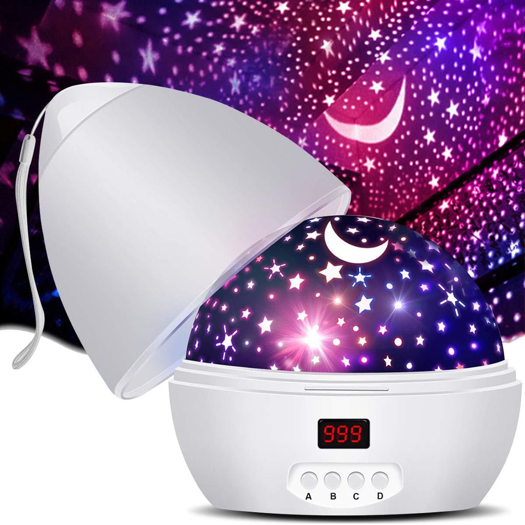  [AUSTRALIA] - MOKOQI Star Projector Night Light, Christmas Gifts for 3-6-9 Year Old Girls and Boys, Vivid Starry Sky Night Lights Projector with Timer and Hanging Strap for Kids Baby Bedroom Decor White