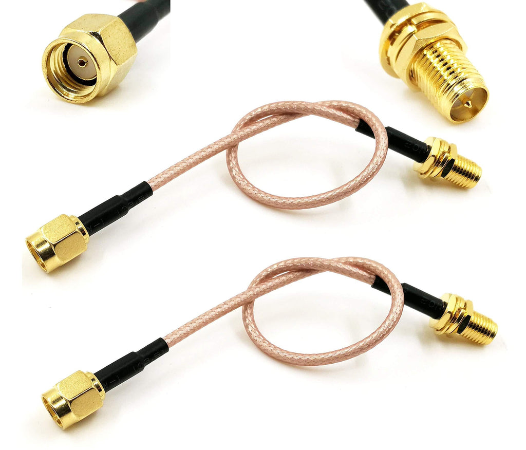 Pack of 2 RF RG316 RP-SMA Male to RP-SMA Female Nut Bulkhead Crimp Antenna Coaxial Low Loss Cable (12 inches (30 cm)) 12 inches (30 cm) - LeoForward Australia