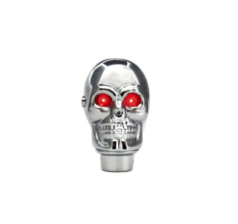  [AUSTRALIA] - TESWNE Silver Chrome Skull Gear Shift Knob Manual Stick Shift Knobs - LED Light Red Eyes