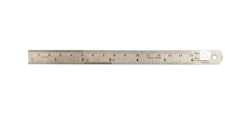  [AUSTRALIA] - Kristeel Shinwa 6" 150 mm Rigid English Metric Satin Chrome Stainless Steel Machinist Engineer Ruler / Rule with Conversion Table Model 401 A5