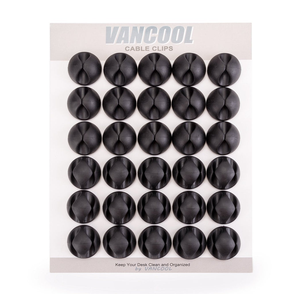  [AUSTRALIA] - VANCOOL Single & Double Channel 30-Pack Cable Clips with Self Adhesive Back,Wire and Cord Management System Single Channel×15 + Double Channel×15