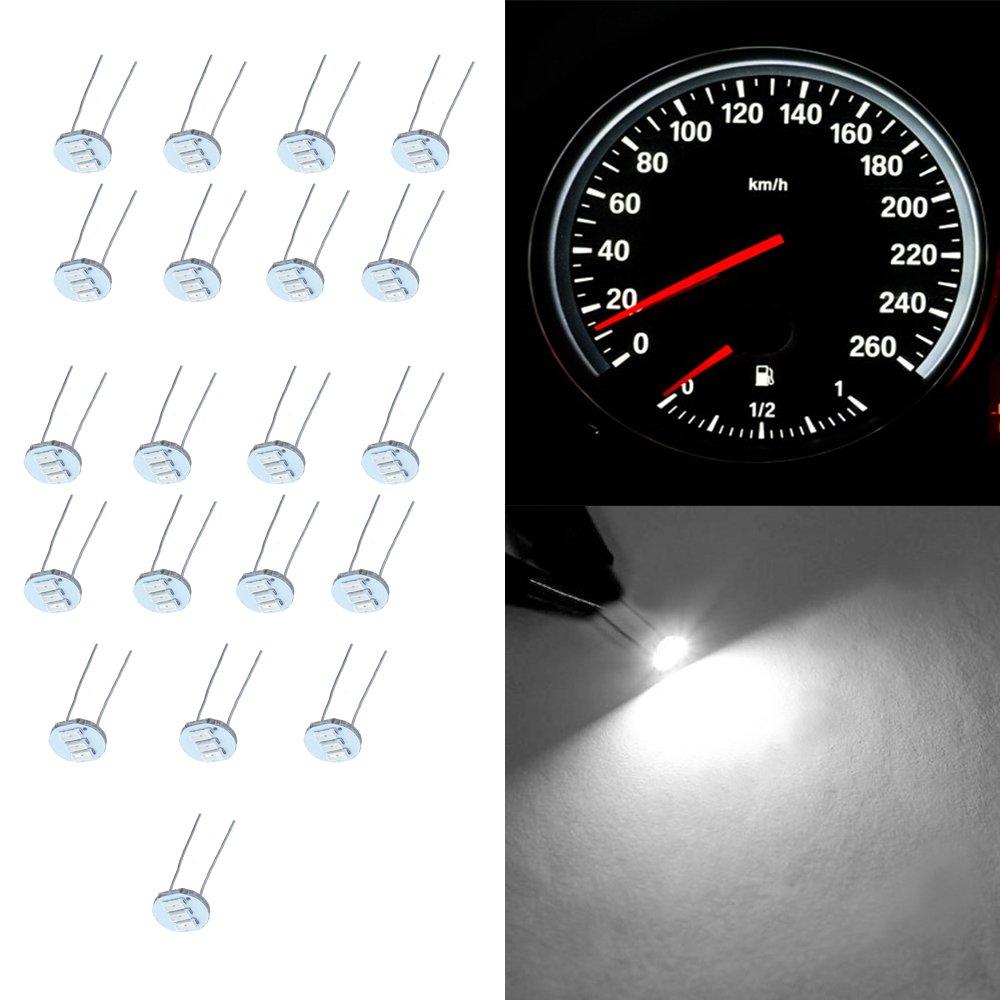  [AUSTRALIA] - CCIYU 20Pcs 4.7mm-12v Car White Mini Bulbs Lamps Indicator Cluster Speedometer Backlight Lighting Replacement fit for GM GMC 4.7mm white