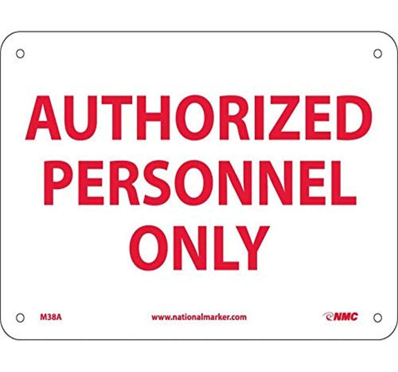 National Marker Company M38RB"Authorized Personnel Only" Rigid Plastic Sign, White, Red, White, Red - LeoForward Australia
