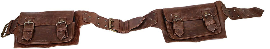 The Vintage Stuff Leather Fanny Pack Waist Bag with Adjustable Strap, Multi Pocket Travel Hip Bum Bag for Outdoors, Hiking, Running, Trekking, Cycling for Men & Women - LeoForward Australia