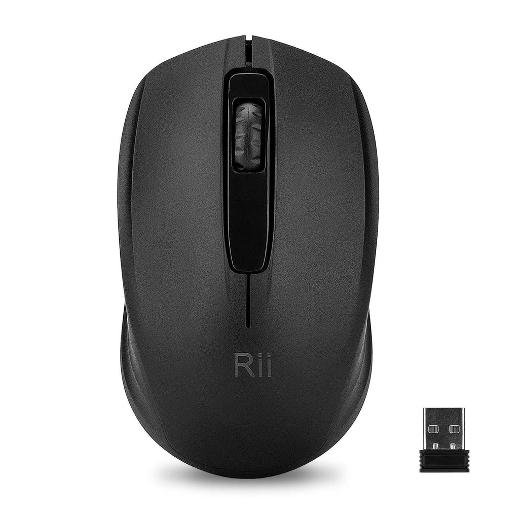 Rii Wireless Mouse 1000 DPI for PC, Laptop, Windows,Office Included Wireless USB dongle (Black) Black - LeoForward Australia
