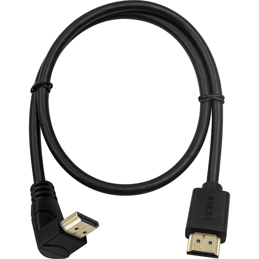 Poyiccot HDMI 2.0 Male to Male Cable 90 Degree, 2 Feet / 60cm HDMI Male to Male Downward Angle Cable 60Hz, 4K 2K Gold Plated High Speed (M/M Down) - LeoForward Australia