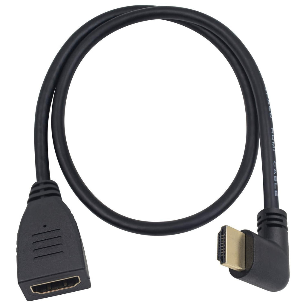 Poyiccot HDMI 2.0 Extension Cable 90 Degree, 2 Feet / 60cm HDMI Extender High Speed Left Angle HDMI Male to Female Extension Cable 60Hz, 4K 2K (F/M Left) - LeoForward Australia