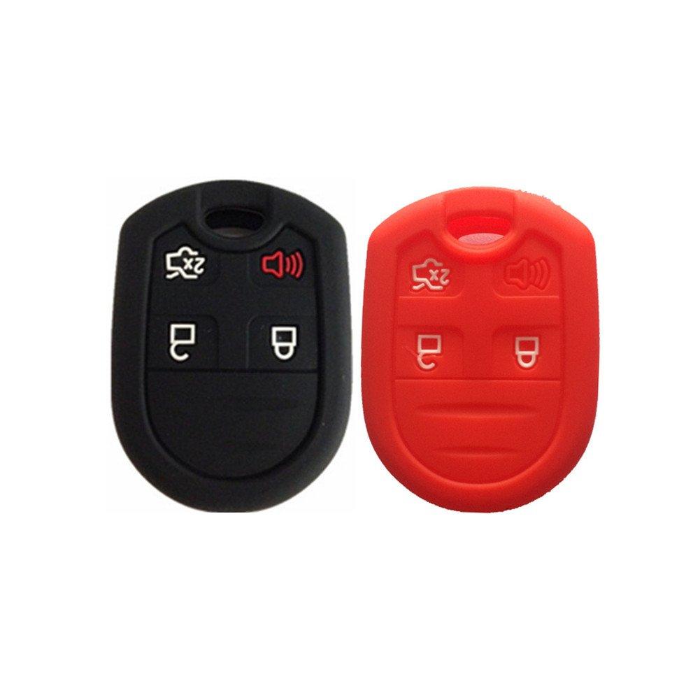  [AUSTRALIA] - Black and Red Silicone Key Fob Case Cover Skin Key Jacket Keyless Smart Jacket Cover Protector for Ford Expedition F150 F250-350 LINCOLN Navigator Black and Red