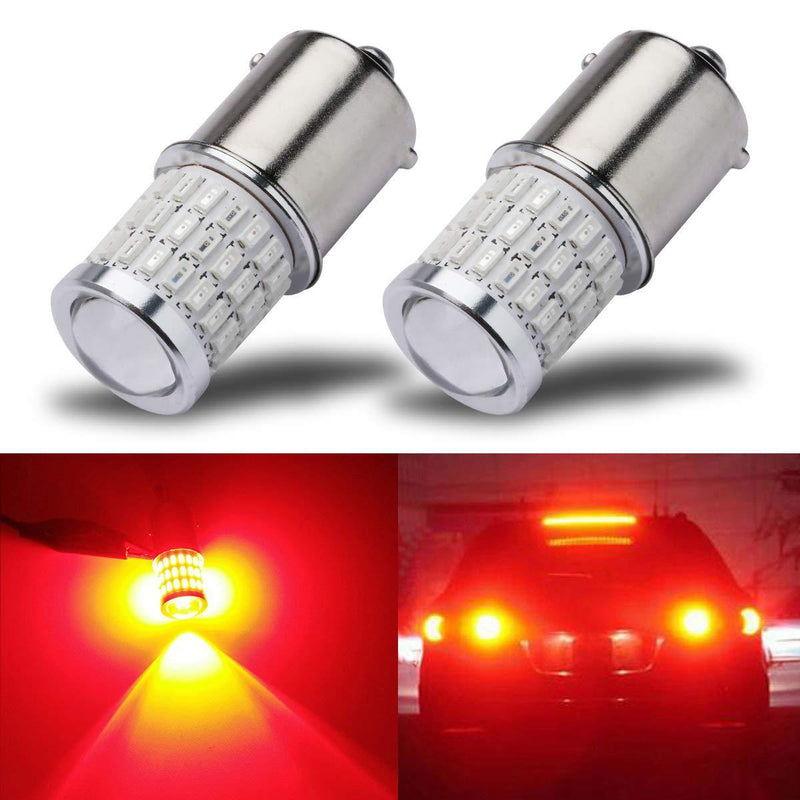iBrightstar Newest 9-30V Super Bright Low Power 1156 1141 1003 BA15S LED Bulbs with Projector replacement for Tail Brake Lights, Brilliant Red - LeoForward Australia