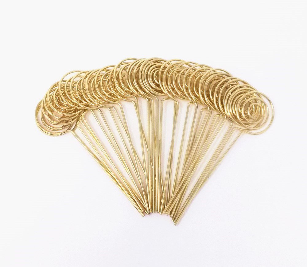  [AUSTRALIA] - Honbay 30pcs DIY Gold Round Shape Ring Loop Craft Wire Clip Table Card Note Photo Memo Holder Metal Clamp Clay Cake Decoration Accessories