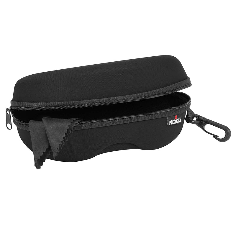  [AUSTRALIA] - NoCry Storage Case for Safety Glasses with Felt Lining, Reinforced Zipper and Handy Belt Clip For Glasses Black