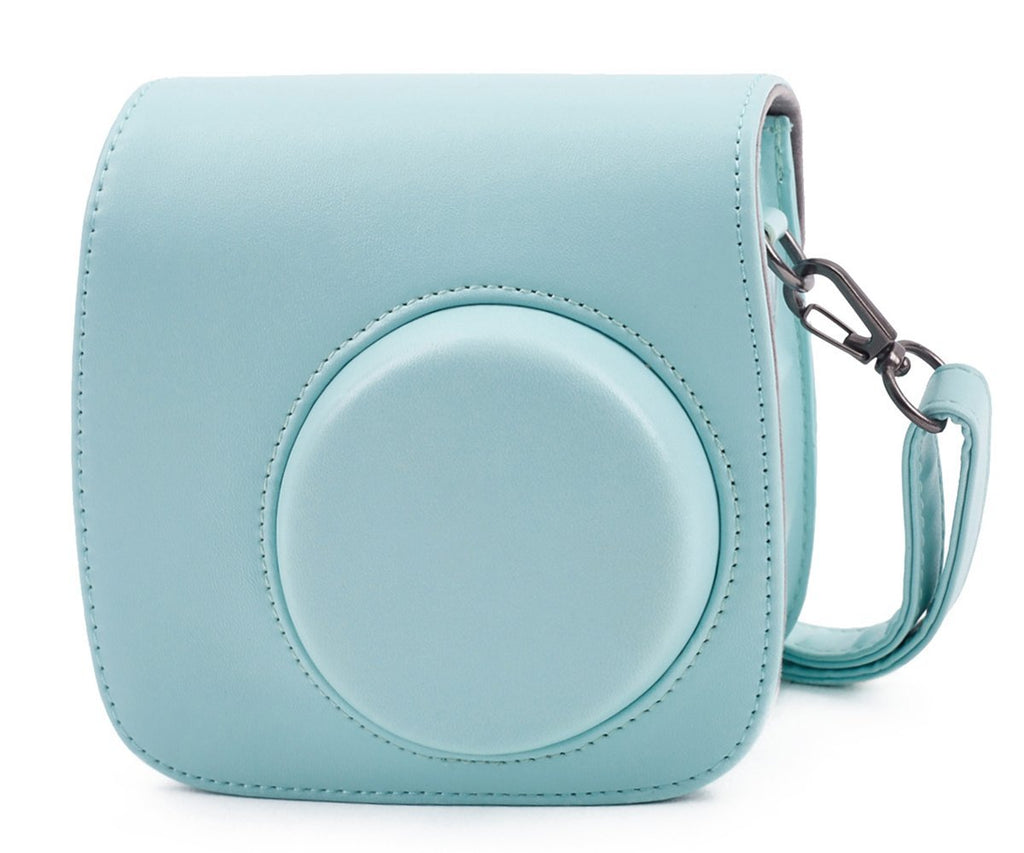  [AUSTRALIA] - Phetium ICE Blue Protective Case Compatible with Fujifilm Instax Mini 9 Mini 8 Mini 8+, Soft PU Leather Bag with Pocket and Removable Shoulder Strap(Ice Blue)