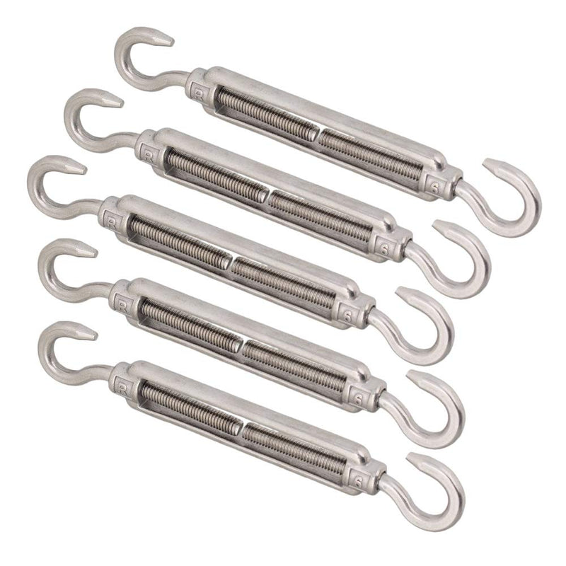  [AUSTRALIA] - eoocvt 5pcs M6 Stainless Steel 304 Turnbuckle Wire Rope Tension (Hook & Hook) Hook & Hook