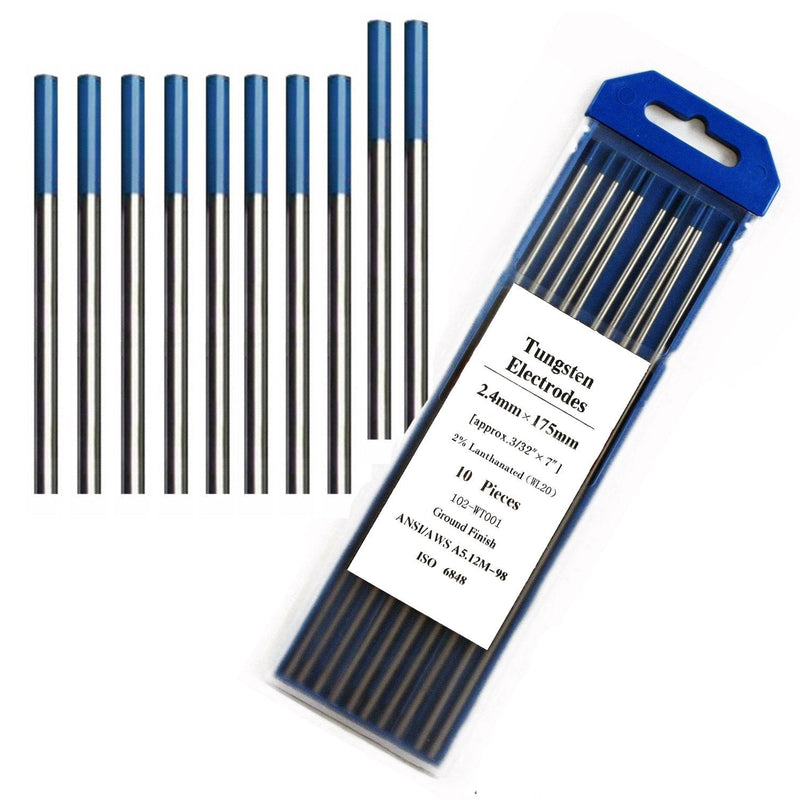  [AUSTRALIA] - Zinger Tig Welding Tungsten Electrodes 2% Lanthanated 3/32" Tungsten 10 Pack-Blue