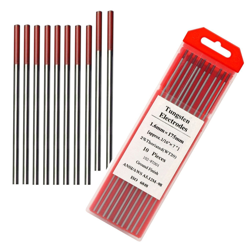  [AUSTRALIA] - TIG Welding Tungsten Electrodes 2% Thoriated Welding Rods 1/16” x 7” 10-Pack Red