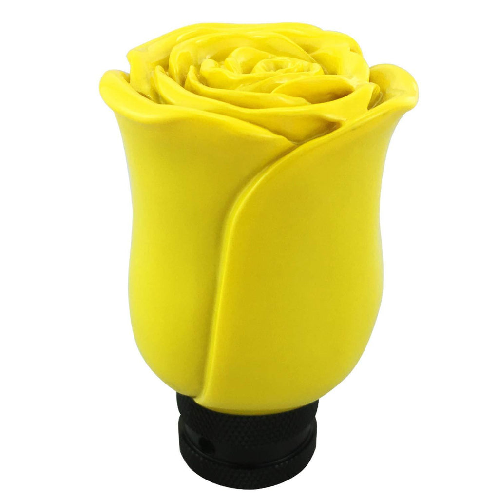  [AUSTRALIA] - Abfer Rose Shift Lever Stick Knob Resin Flowers Universal Car Gear Shifter Shifting Head Fit Most Transmission Vehicles (Yellow) Yellow