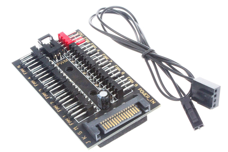  [AUSTRALIA] - NOYITO 10-Channel PC FAN PWM HUB DC12V SATA Port Power Supply Maximum Support 10-Channel PWM Fan Temperature Control Suitable for Motherboard 3Pin 4Pin fan