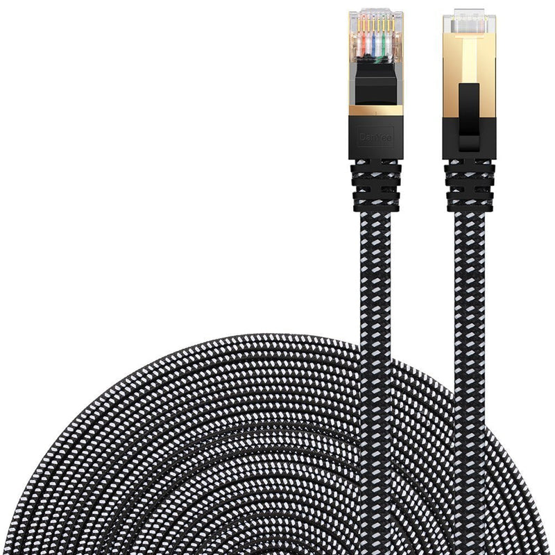  [AUSTRALIA] - Cat 7 Ethernet Cable, DanYee Nylon Braided 33ft CAT7 High Speed Professional Gold Plated Plug STP Wires CAT 7 RJ45 Ethernet Cable 3ft 10ft 16ft 26ft 33ft 50ft 66ft 100ft(Black 33ft) Black