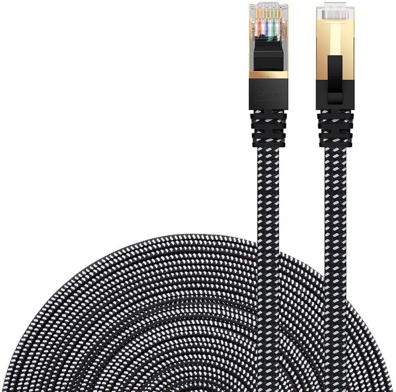 Cat 7 Ethernet Cable, DanYee Nylon Braided 10ft High Speed Network Cable LAN Cable Wires CAT 7 RJ45 Ethernet Cable Cord 3ft 10ft 16ft 26ft 33ft 50ft 66ft 100ft (Black 10ft) Black - LeoForward Australia