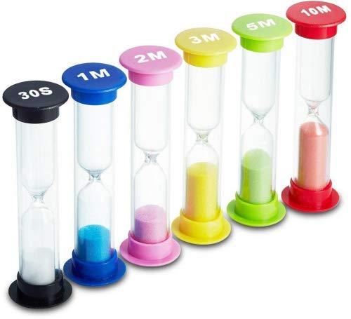 Sand Timer - Multicolor Sandglass Hourglass Sand Clock Timer 30sec / 1min / 2mins / 3mins / 5mins / 10mins (6pcs) By Sunrise Crystal - LeoForward Australia