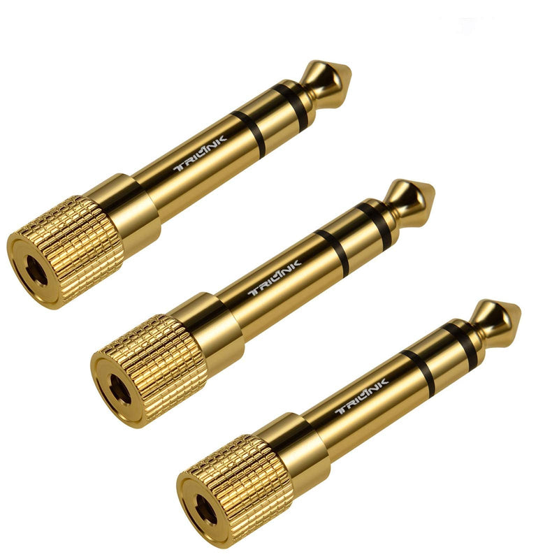  [AUSTRALIA] - TriLink Stereo Audio Adapter [Gold-Plated Pure Copper ] 6.35mm (1/4 inch) Male to 3.5mm (1/8 inch) Female Headphone Jack Plug, 3 Pack