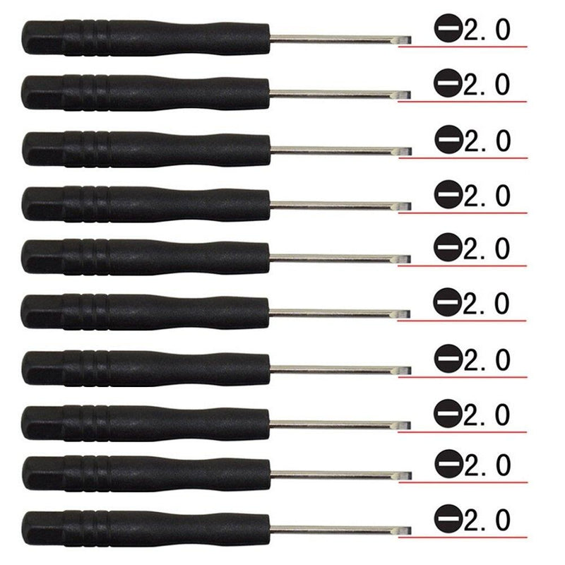  [AUSTRALIA] - Fixinus 10 Pieces Slotted 2.0mm Flat Head Mini Screwdrivers Set for Cell Phone iPhone Samsung Tablet Laptop PC Games and Small Electronics - 2.0