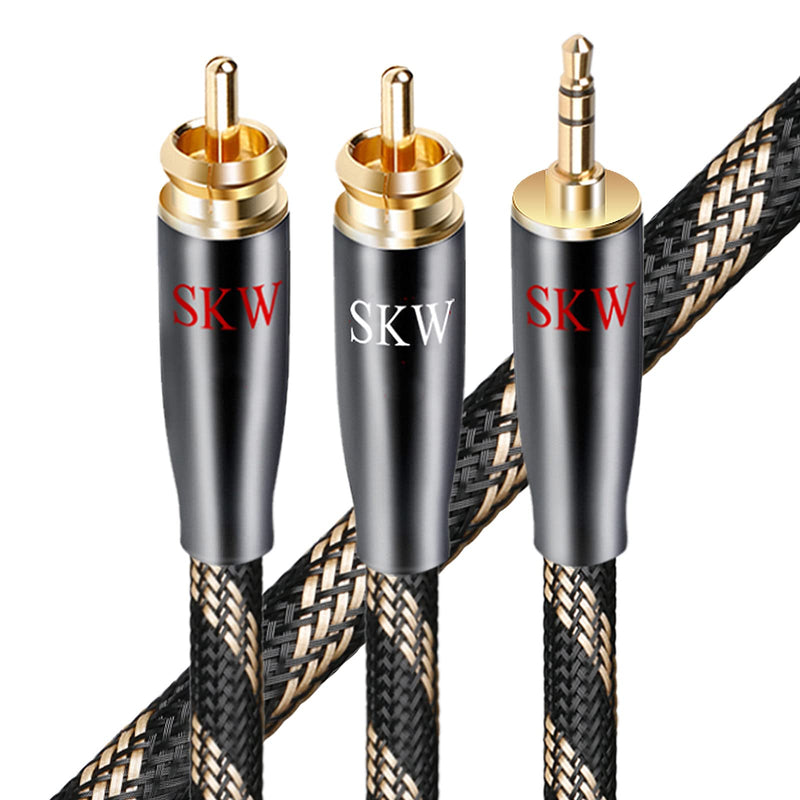  [AUSTRALIA] - SKW Audiophile Single Crystal Copper Audio Cable 3.5mm Male to 2 RCA Male Audio Auxiliary Stereo Y Splitter Adapter Cable (9.8ft/3M, Black) 9.8ft/3M
