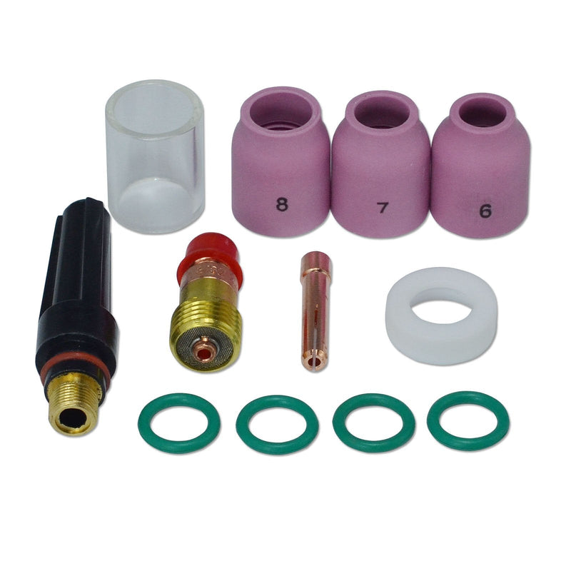  [AUSTRALIA] - TIG Stubby Gas Lens 17GL332 Pyrex Cup & TIG Gas Lens Alumina Nozzle Kit Fit DB SR WP 17 18 26 TIG Welding Torch 12pcs