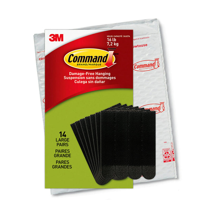  [AUSTRALIA] - Command Large Picture Hanging Strips, Damage Free Hanging Picture Hangers, No Tools Wall Hanging Strips for Christmas Decorations, 14 Black Adhesive Strip Pairs (28 Command Strips) 14 Pairs