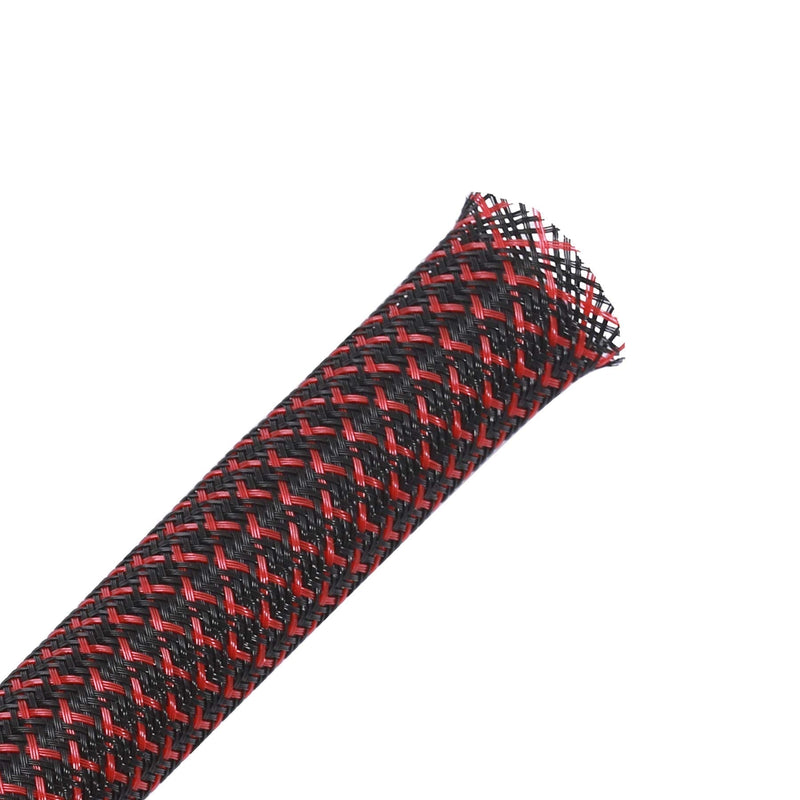  [AUSTRALIA] - 25ft - 1 inch PET Expandable Braided Sleeving – Blackred – Alex Tech braided cable sleeve 1"-25ft