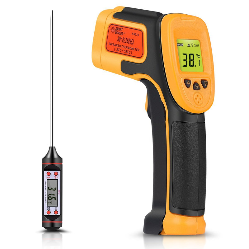  [AUSTRALIA] - Infrared Thermometer, Digital IR Laser Thermometer Temperature Gun -26°F~1022°F (-32°C～550°C) Temperature Probe Cooking/Air/Refrigerator - Meat Thermometer Included -Non Body Thermometer