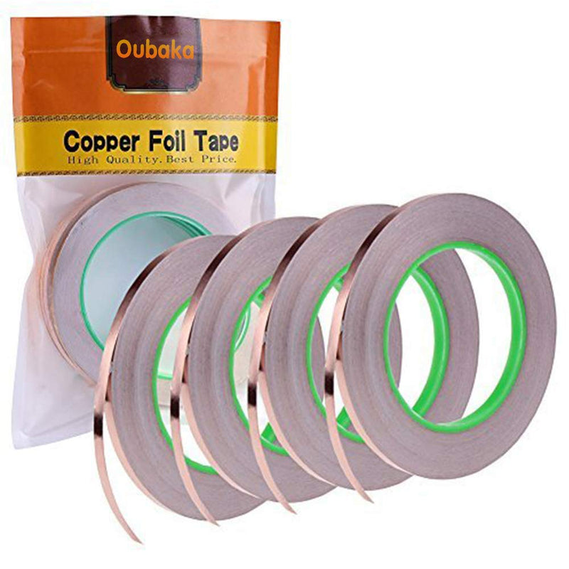  [AUSTRALIA] - Oubaka 4 Pack Copper Foil Tape,Copper Tape Double-Sided Conductive with Adhesive for EMI Shielding,Paper Circuits, Electrical Repairs, Grounding(1/4inch)