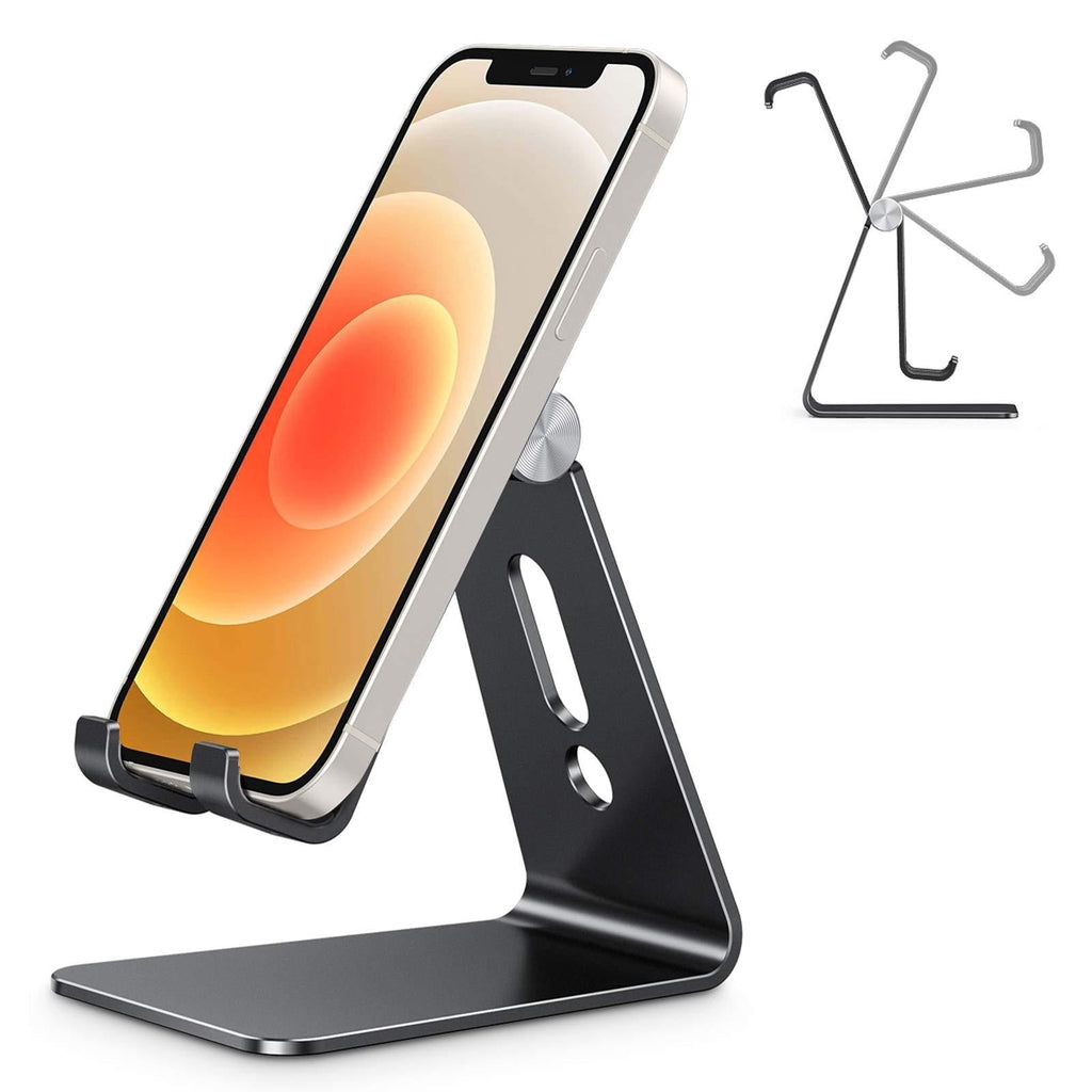  [AUSTRALIA] - Adjustable Cell Phone Stand, OMOTON C2 Aluminum Desktop Phone Holder Dock Compatible with iPhone 11 Pro Max Xs XR 8 Plus 7 6, Samsung Galaxy, Google Pixel, Android Phones, Black