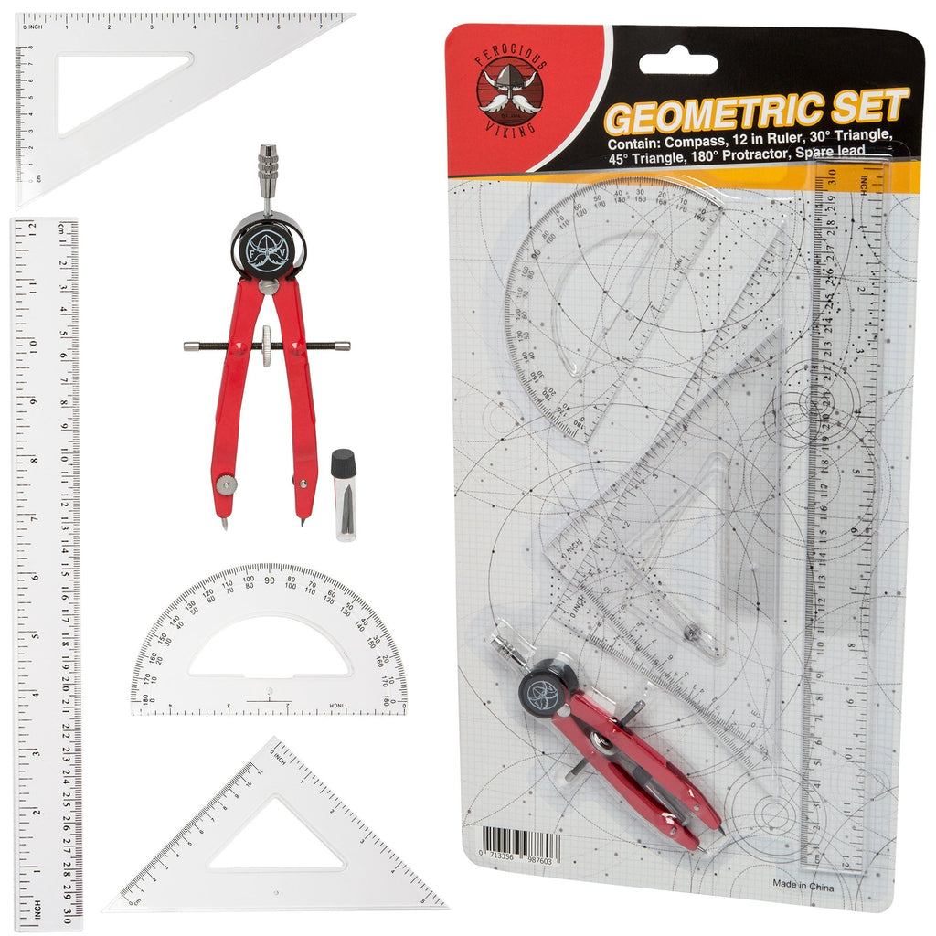 Protractor and Compass for Geometry for Kids with Rulers and Two Set Squares - LeoForward Australia