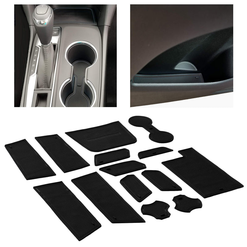  [AUSTRALIA] - CupHolderHero for Chevy Equinox Accessories 2018-2020 Premium Custom Interior Non-Slip Anti Dust Cup Holder Inserts, Center Console Liner Mats, Door Pocket Liners 14-pc Set (Solid Black) Solid Black