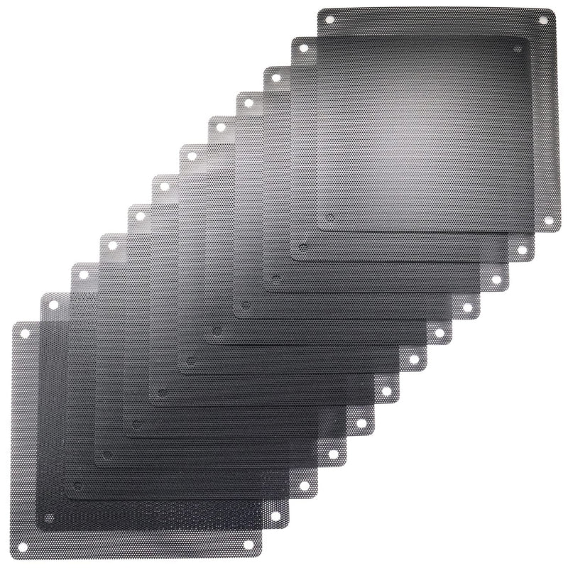  [AUSTRALIA] - ThreeBulls 12 Pcs 80mm PVC Black PC Cooler Fan Dust Filter Dustproof Case Cover Computer Mesh 80mm x 80mm