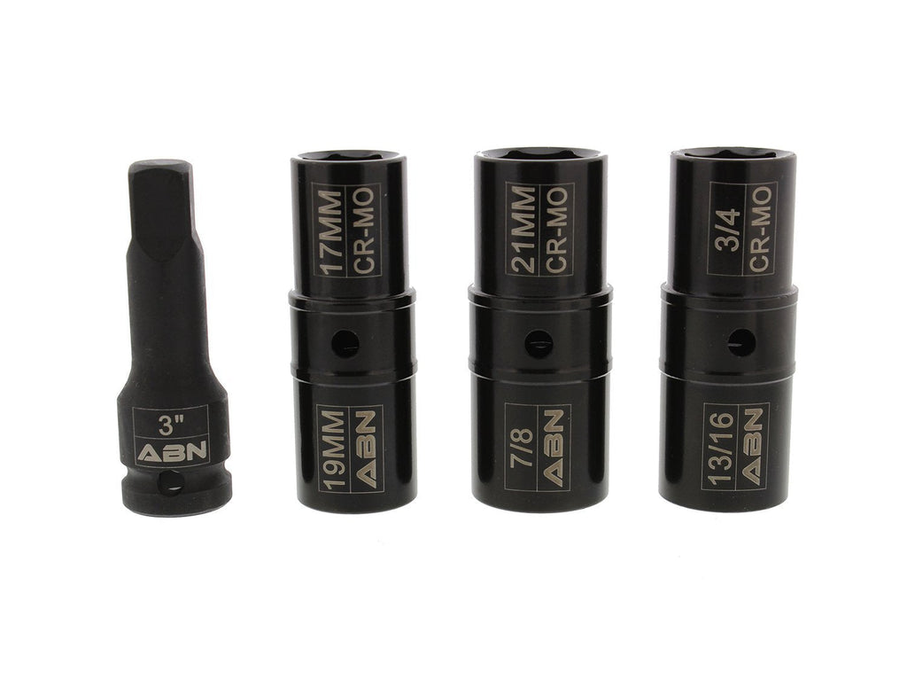  [AUSTRALIA] - ABN Double Side Socket 4-Piece Impact Lug Nut Socket Set - 1/2 inch Drive Flip Sockets Thin Wall Tire Sockets