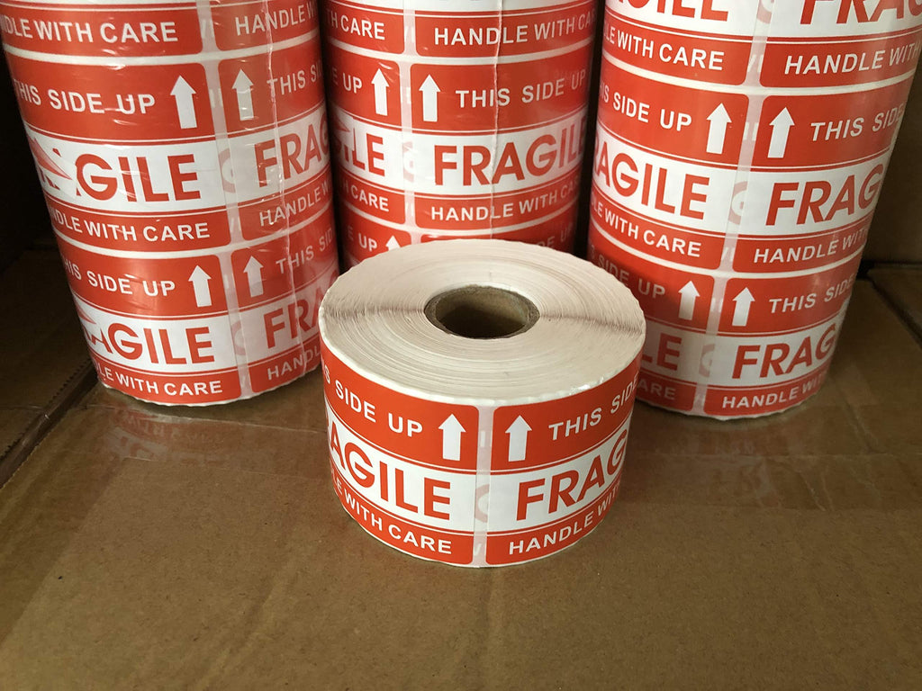 BESTeck 2" x 3" Handle with Care This Side Up Fragile Stickers Adhesive Label 500 Per Roll - LeoForward Australia