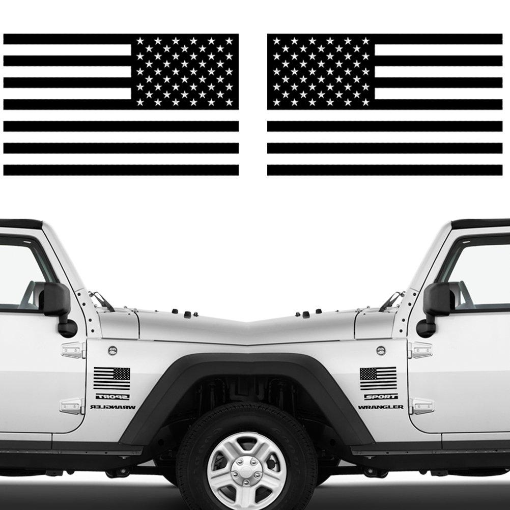  [AUSTRALIA] - CREATRILL Die Cut Subdued Matte Black American Flag Sticker 3" X 5" Tactical Military Flag USA Decal Great for Jeep, Ford, Chevy, Hard Hat. Car Vinyl Window Bumper Decal Sticker (1 Pair) 1 Pair