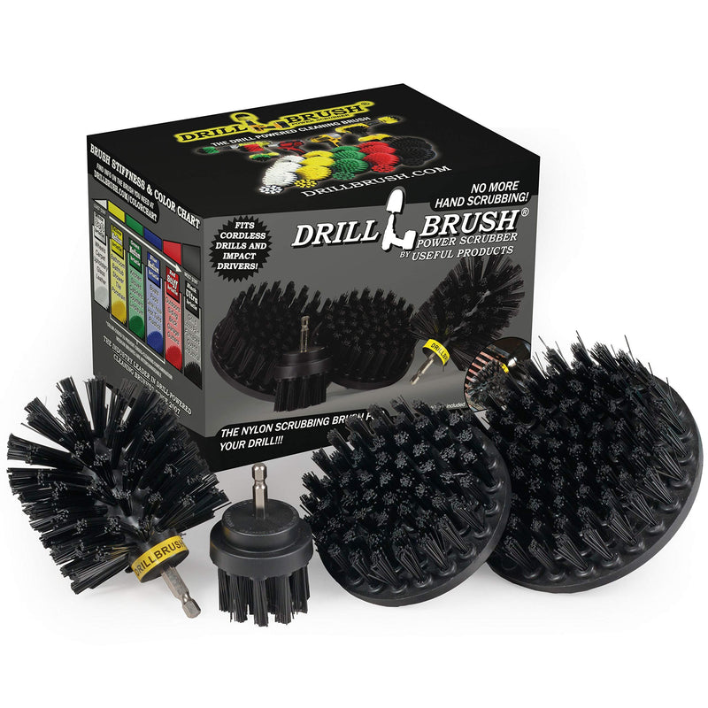 BBQ Grill Cleaning Ultra Stiff Drill Powered Cleaning Brushes 4 Piece Kit Replaces Wire Brushes for Rust Removal, Loose Paint, De-Scaling, Graffiti Removal on Stone, Brick, and Masonry. Black - LeoForward Australia