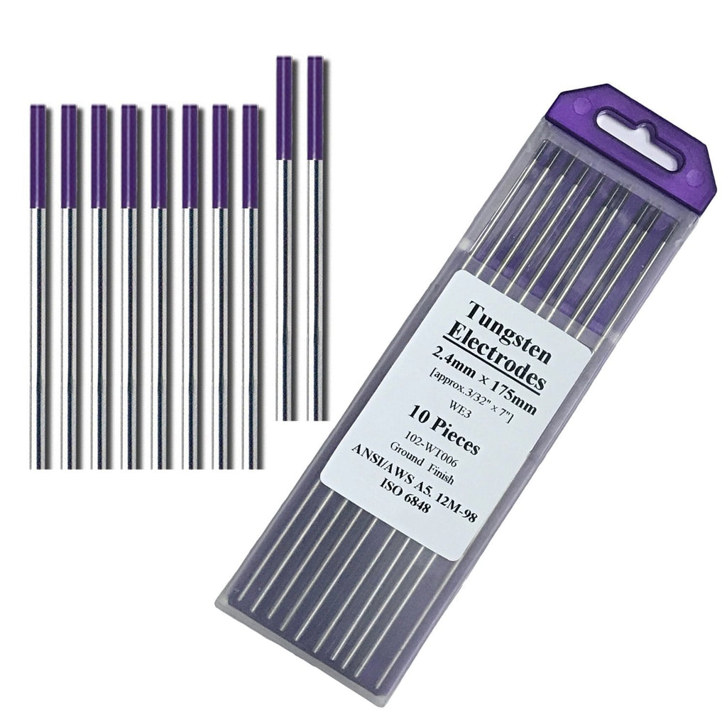  [AUSTRALIA] - Zinger TIG Welding Tungsten Electrodes Rare Earth Blend 3/32” x 7” 10-Pack Purple