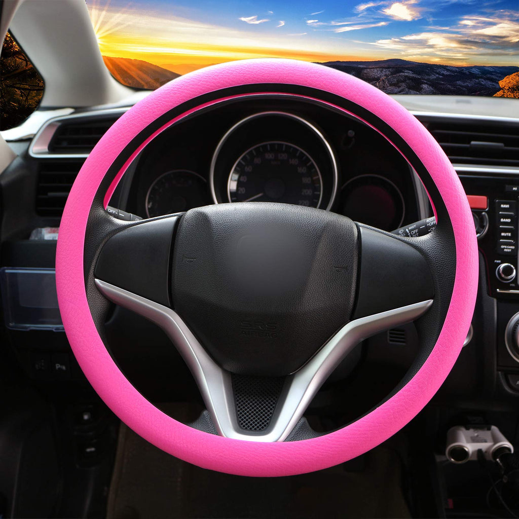  [AUSTRALIA] - King Company Soft Silicone Car Steering Wheel Cover Non-Slip Car Decoration Steering Wheel Cover (Pink) Pink