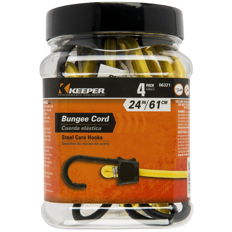  [AUSTRALIA] - Keeper 06321 24" Premium Bungee Cord with SST Hooks, 4 Piece Jar 24"