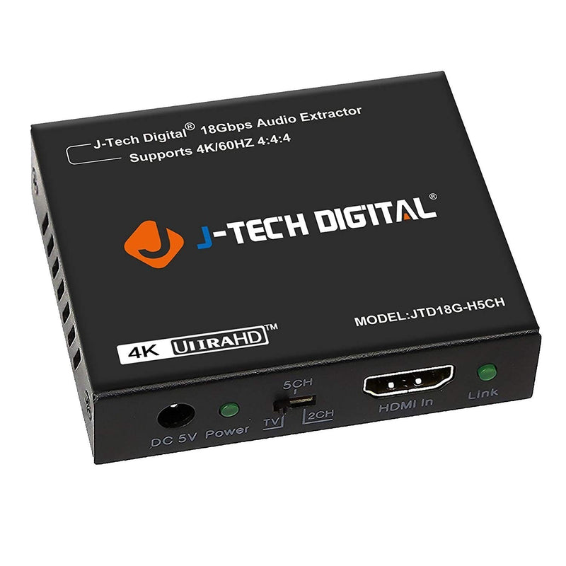  [AUSTRALIA] - J-Tech Digital 4K 60HZ HDMI Audio Extractor Converter SPDIF + 3.5MM Output Supports HDMI 2.0, 18Gpbs Bandwidth, HDCP 2.2, Dolby Digital/DTS Passthrough CEC, HDR10 [JTD18G-H5CH]