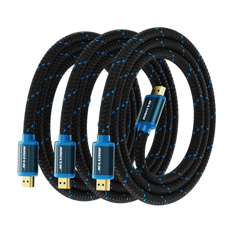 HDMI Cable 4K Ultra HD 2 Foot (3 Pack) Nylon Braided HDMI 2.0 Cable, High Speed 18Gbps 4K@60Hz HDR, 3D, 2160p, 1080p, HDCP 2.2, ARC, HDMI Cables for Monitors, HDTV 2 Feet 3 Pack - LeoForward Australia